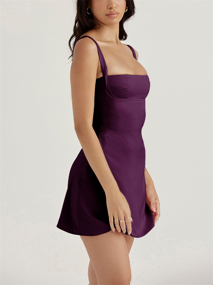 stylish one piece purple dress-Westo India