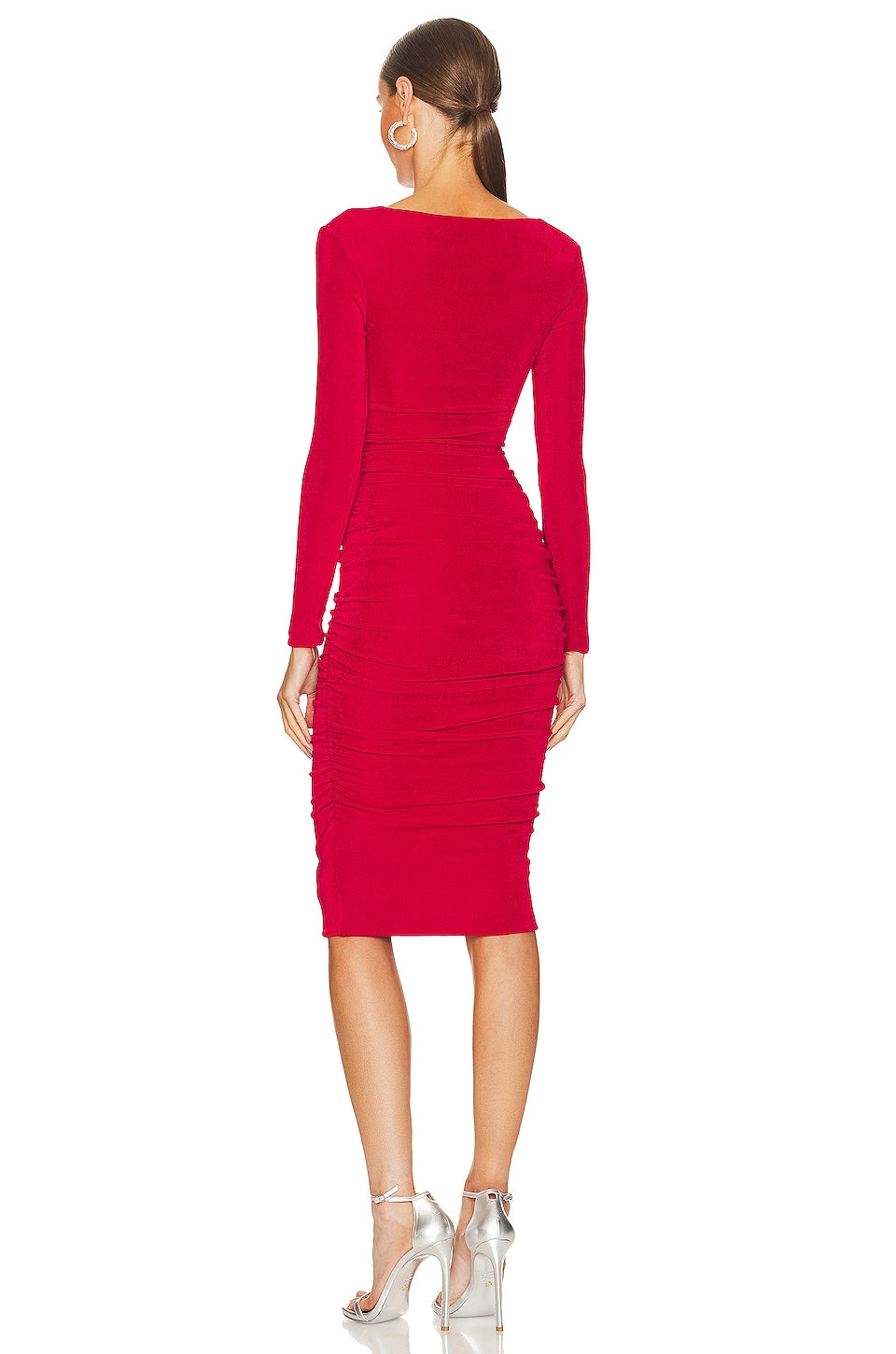 Crimson Sheer Midi Dress