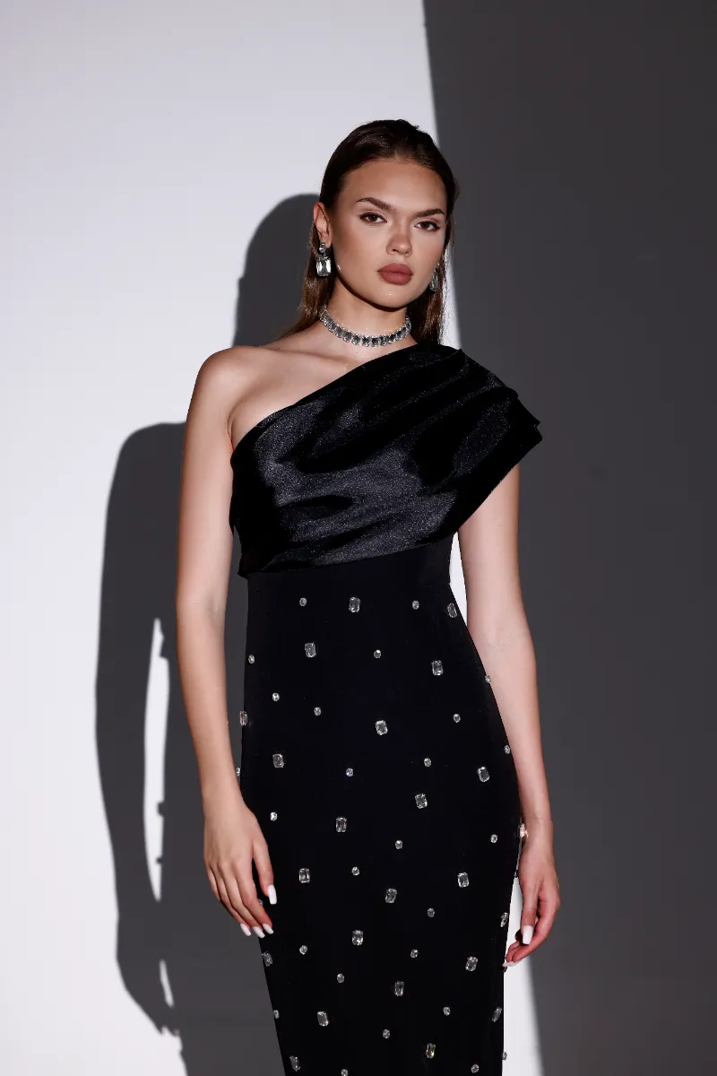 Rosaline Gemstone Black Dress
