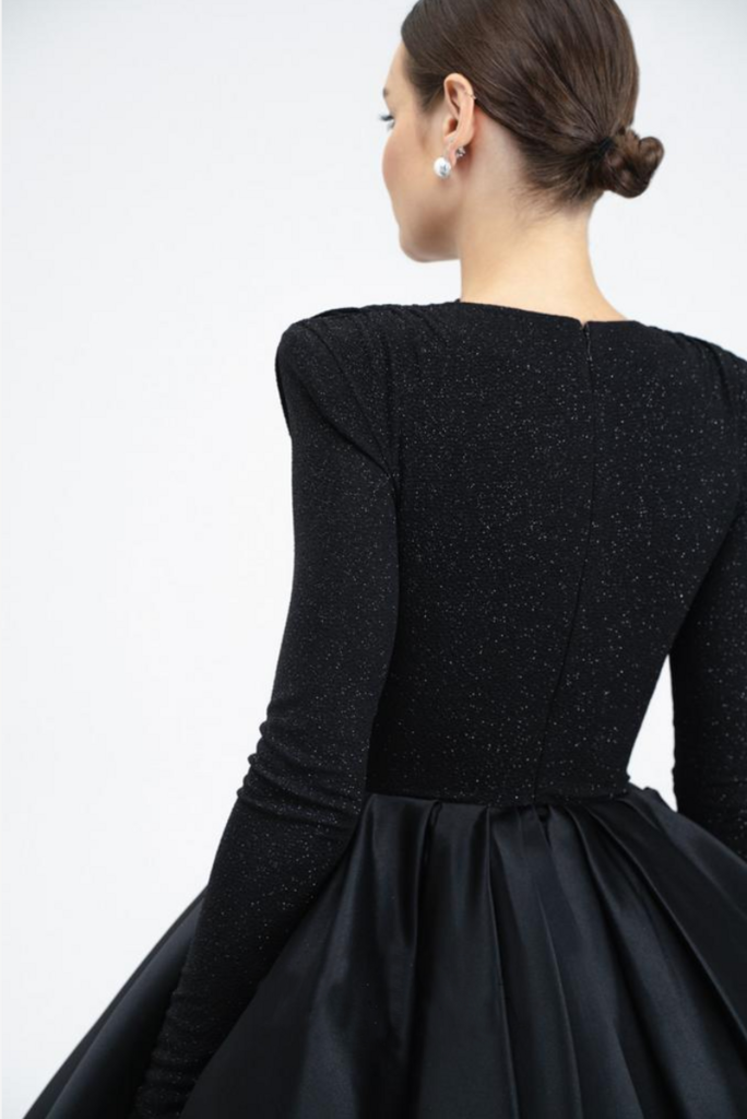 Shiny Razzle Short Black Dress