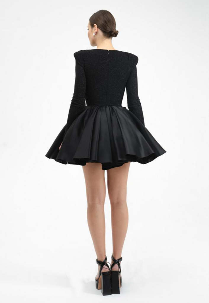 Shiny Razzle Short Black Dress