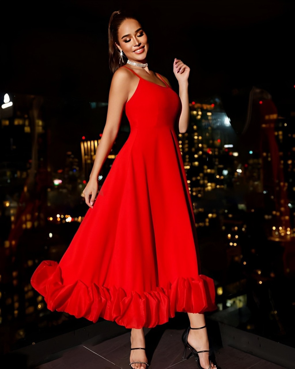 Fiery Red Long Dress