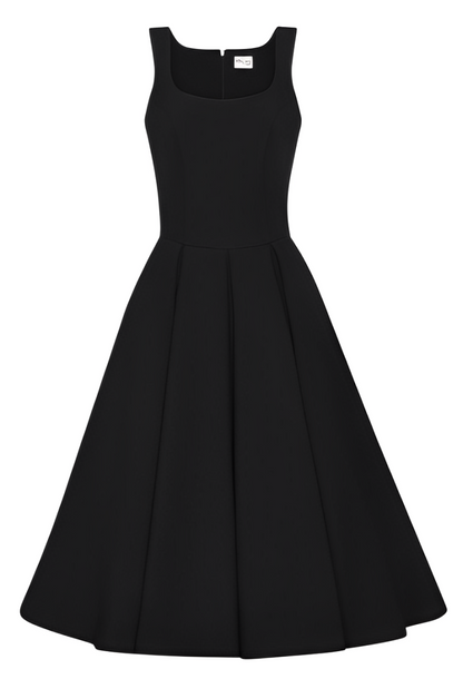 Ribboned Frill Black Dress