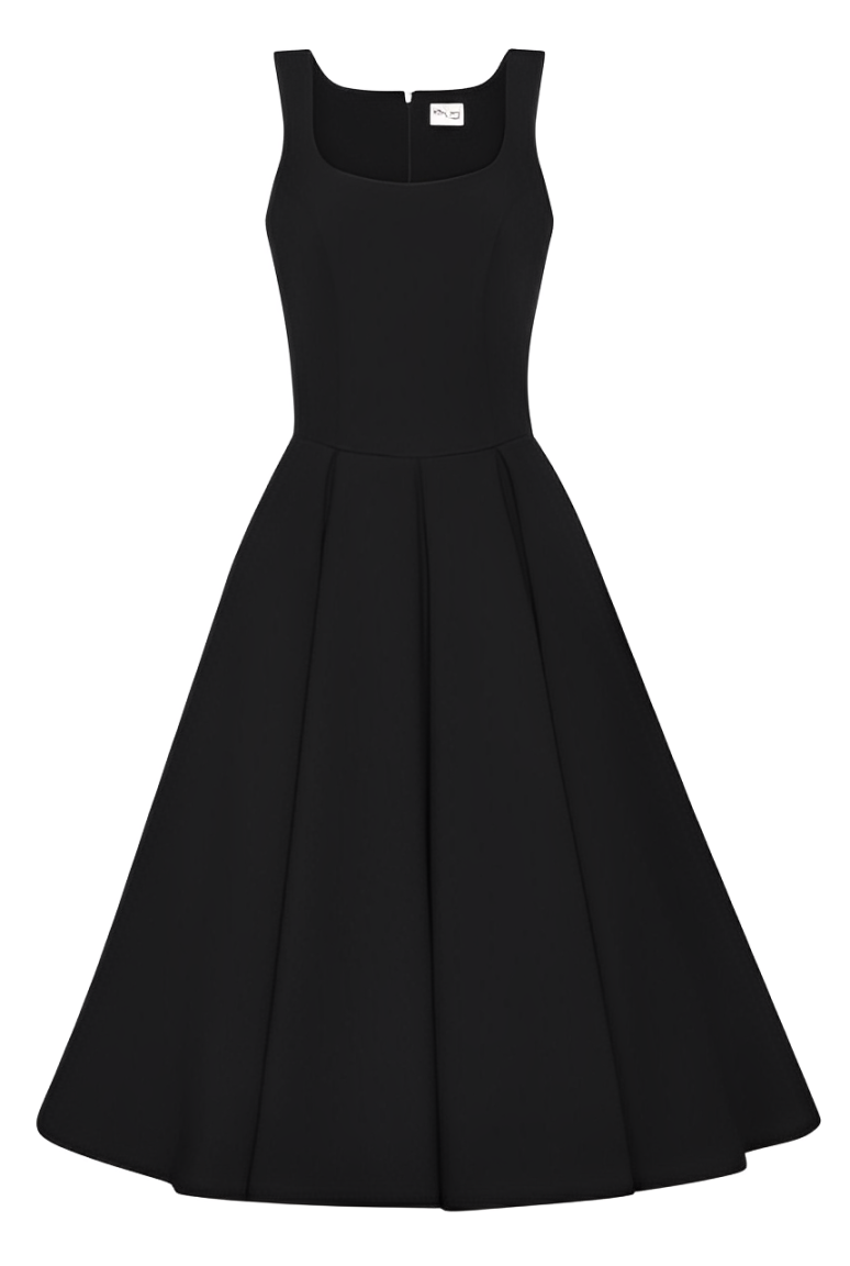 Ribboned Frill Black Dress