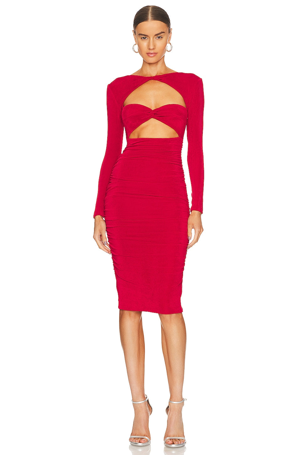 Crimson Sheer Midi Dress