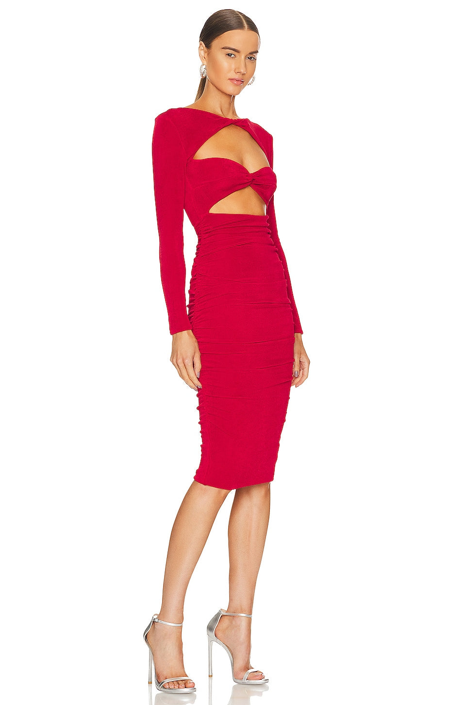 Crimson Sheer Midi Dress