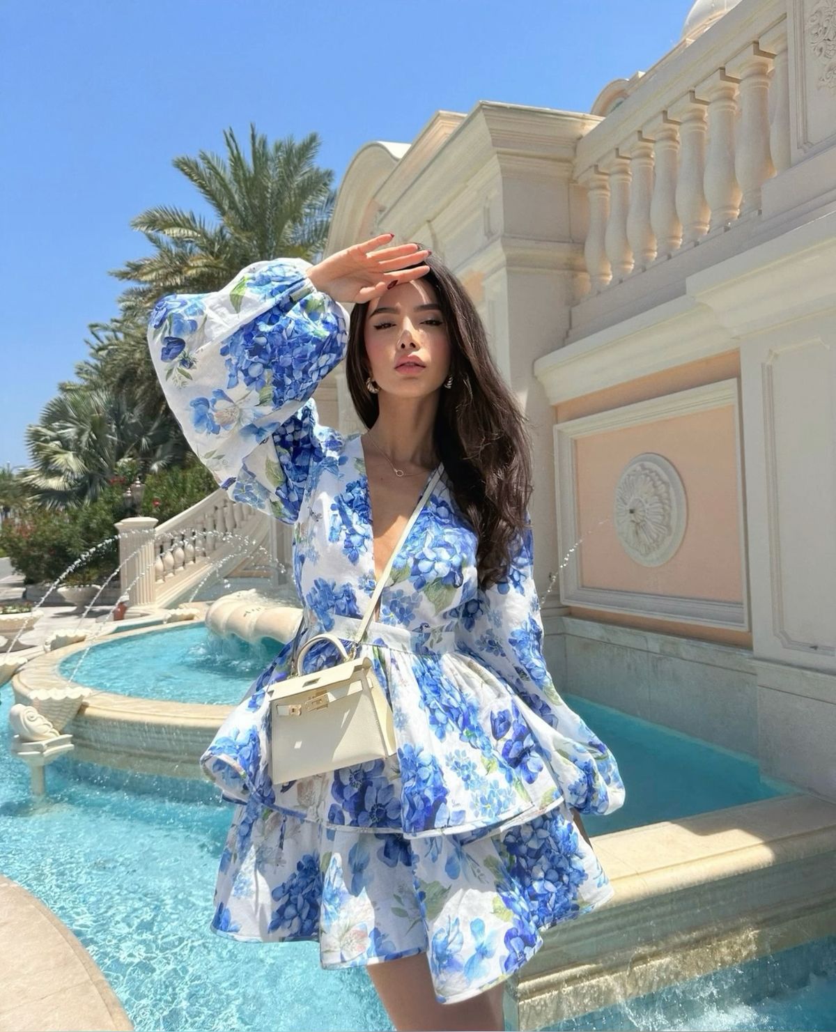 Azure Petal Short Dress
