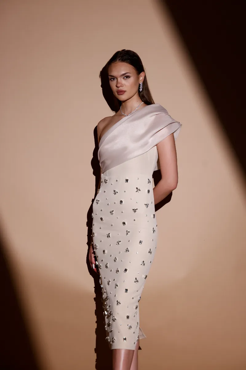 Rosaline Gemstone White Stone Dress
