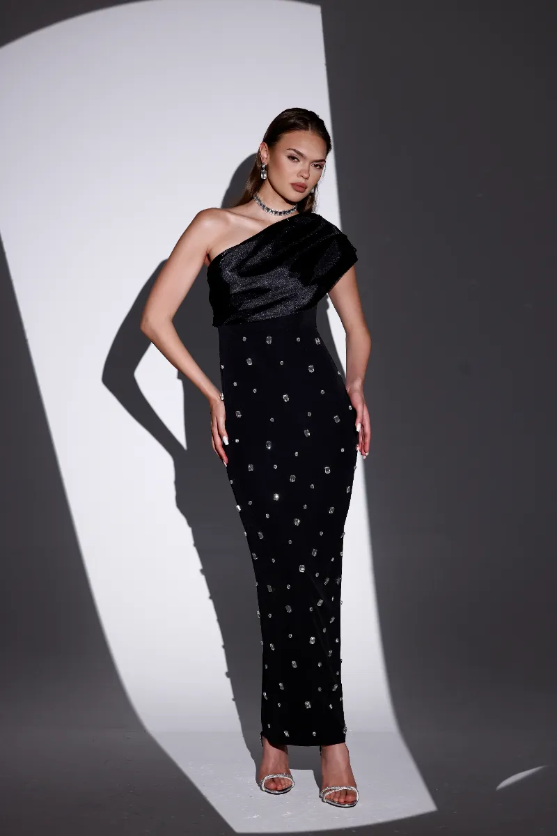 Rosaline Gemstone Black Dress