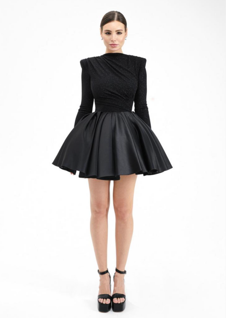 Shiny Razzle Short Black Dress