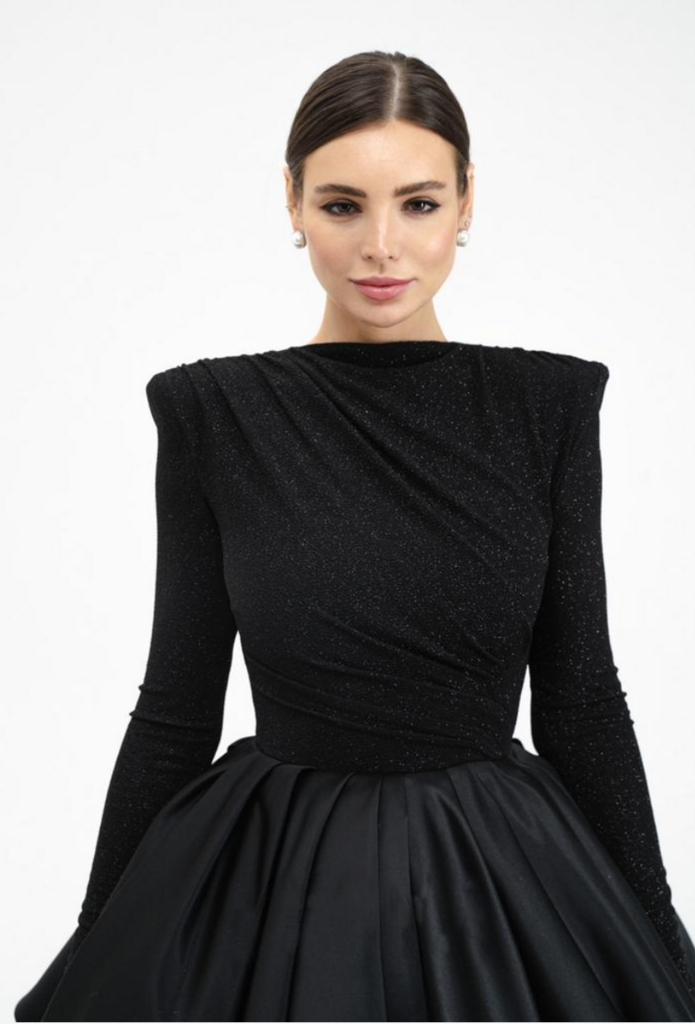 Shiny Razzle Short Black Dress